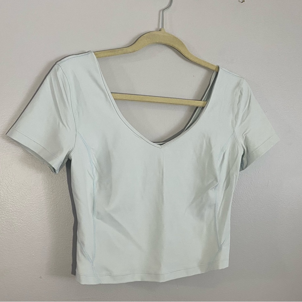 Lululemon light blue crop tee